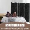 image4 Panel Room Divider Folding Privacy Divider 6 Ft Indoor Wall Divider Portable Partition Wood Screen BlackBlack