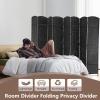 image4 Panel Room Divider Folding Privacy Divider 6 Ft Indoor Wall Divider Portable Partition Wood Screen BlackBlack