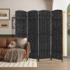 image4 Panel Room Divider Folding Privacy Divider 6 Ft Indoor Wall Divider Portable Partition Wood Screen BlackBlack