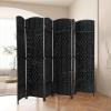 image4 Panel Room Divider Folding Privacy Divider 6 Ft Indoor Wall Divider Portable Partition Wood Screen BlackBlack