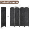 image4 Panel Room Divider Folding Privacy Divider 6 Ft Indoor Wall Divider Portable Partition Wood Screen BlackBlack