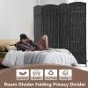 image4 Panel Room Divider Folding Privacy Divider 6 Ft Indoor Wall Divider Portable Partition Wood Screen BlackBlack