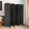 image4 Panel Room Divider Folding Privacy Divider 6 Ft Indoor Wall Divider Portable Partition Wood Screen BlackBlack