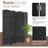 image4 Panel Room Divider Folding Privacy Divider 6 Ft Indoor Wall Divider Portable Partition Wood Screen BlackBlack