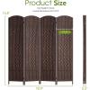 image4 Panel Room Divider Folding Privacy Divider 6 Ft Indoor Wall Divider Portable Partition Wood Screen BlackBrown