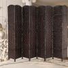 image4 Panel Room Divider Folding Privacy Divider 6 Ft Indoor Wall Divider Portable Partition Wood Screen BlackBrown