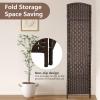 image4 Panel Room Divider Folding Privacy Divider 6 Ft Indoor Wall Divider Portable Partition Wood Screen BlackBrown