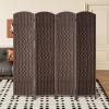 image4 Panel Room Divider Folding Privacy Divider 6 Ft Indoor Wall Divider Portable Partition Wood Screen BlackBrown