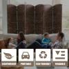 image4 Panel Room Divider Folding Privacy Divider 6 Ft Indoor Wall Divider Portable Partition Wood Screen BlackBrown