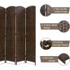 image4 Panel Room Divider Folding Privacy Divider 6 Ft Indoor Wall Divider Portable Partition Wood Screen BlackBrown