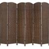 image4 Panel Room Divider Folding Privacy Divider 6 Ft Indoor Wall Divider Portable Partition Wood Screen BlackBrown