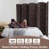 image4 Panel Room Divider Folding Privacy Divider 6 Ft Indoor Wall Divider Portable Partition Wood Screen BlackBrown
