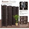 image4 Panel Room Divider Folding Privacy Divider 6 Ft Indoor Wall Divider Portable Partition Wood Screen BlackBrown