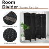 image4 Panel Room Divider Folding Privacy Divider 6 Ft Indoor Wall Divider Portable Partition Wood Screen BlackCoal Black
