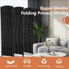 image4 Panel Room Divider Folding Privacy Divider 6 Ft Indoor Wall Divider Portable Partition Wood Screen BlackCoal Black