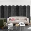 image4 Panel Room Divider Folding Privacy Divider 6 Ft Indoor Wall Divider Portable Partition Wood Screen BlackCoal Black