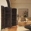 image4 Panel Room Divider Folding Privacy Divider 6 Ft Indoor Wall Divider Portable Partition Wood Screen BlackDark Brown
