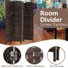 image4 Panel Room Divider Folding Privacy Divider 6 Ft Indoor Wall Divider Portable Partition Wood Screen BlackDark Brown