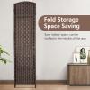 image4 Panel Room Divider Folding Privacy Divider 6 Ft Indoor Wall Divider Portable Partition Wood Screen BlackDark Brown