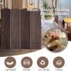 image4 Panel Room Divider Folding Privacy Divider 6 Ft Indoor Wall Divider Portable Partition Wood Screen BlackDark Brown