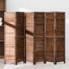 image4 Panel Wood Room Divider 575 Ft Tall Privacy Wall Divider 689quot x 1575quot Each Panel Folding Wood Screen for Home Office Bedroom Restaurant BrownBrown