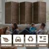 image6 Panel Wood Room Divider 575 Ft Tall Privacy Wall Divider Folding Wood Screen 689quot x 1575quot Each Panel for Home Office Bedroom Restaurant BrownBrown