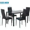 imageFDW  5Piece Dining Table Set  Black  Glass Kitchen Table with 4 Upholstered Chairs and Faux Leather Cushions  SpaceSaving and Modern Design  for Dining Room Easy to AssembleBlack Glass
