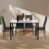 imageFDW  5Piece Dining Table Set  Black  Glass Kitchen Table with 4 Upholstered Chairs and Faux Leather Cushions  SpaceSaving and Modern Design  for Dining Room Easy to AssembleWhite Marble