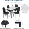 imageFDW  5Piece Dining Table Set  Black  Glass Kitchen Table with 4 Upholstered Chairs and Faux Leather Cushions  SpaceSaving and Modern Design  for Dining Room Easy to AssembleWhite Marble