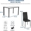 imageFDW  5Piece Dining Table Set  Black  Glass Kitchen Table with 4 Upholstered Chairs and Faux Leather Cushions  SpaceSaving and Modern Design  for Dining Room Easy to AssembleWhite Marble