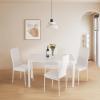 imageFDW  5Piece Dining Table Set  Black  Glass Kitchen Table with 4 Upholstered Chairs and Faux Leather Cushions  SpaceSaving and Modern Design  for Dining Room Easy to AssembleWhite Glass