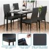 imageFDW  5Piece Dining Table Set  Black  Glass Kitchen Table with 4 Upholstered Chairs and Faux Leather Cushions  SpaceSaving and Modern Design  for Dining Room Easy to AssembleBlack Glass