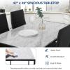 imageFDW  5Piece Dining Table Set  Black  Glass Kitchen Table with 4 Upholstered Chairs and Faux Leather Cushions  SpaceSaving and Modern Design  for Dining Room Easy to AssembleWhite Marble