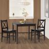 imageFDW  5Piece Solid Wood Dining Table Set for 4  Brown  Pine Kitchen Table with Upholstered Chairs  SpaceSaving Design  Smooth EasytoClean Surface  for Dining Room Apartment Restaurantset for 2