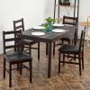 imageFDW  5Piece Solid Wood Dining Table Set for 4  Brown  Pine Kitchen Table with Upholstered Chairs  SpaceSaving Design  Smooth EasytoClean Surface  for Dining Room Apartment Restaurantset for 4