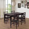 imageFDW  5Piece Solid Wood Dining Table Set for 4  Brown  Pine Kitchen Table with Upholstered Chairs  SpaceSaving Design  Smooth EasytoClean Surface  for Dining Room Apartment Restaurantset for 4