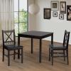 imageFDW  5Piece Solid Wood Dining Table Set for 4  Brown  Pine Kitchen Table with Upholstered Chairs  SpaceSaving Design  Smooth EasytoClean Surface  for Dining Room Apartment Restaurantset for 2