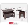 imageFDW 39 inch Lift Top Coffee Table with Hidden Storage Compartment ampamp Lower ShelfCoffee Table with Lift Top for Living RoomHome Small SpaceWhiteEspresso