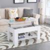 imageFDW 39 inch Lift Top Coffee Table with Hidden Storage Compartment ampamp Lower ShelfCoffee Table with Lift Top for Living RoomHome Small SpaceWhiteWhite