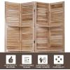 imageFDW 4 Panel Room Divider Folding Privacy Wooden Screen with Three Clever Shelf Portable Partition Wood Divider for Home Office WhiteNatural
