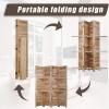 imageFDW 4 Panel Room Divider Folding Privacy Wooden Screen with Three Clever Shelf Portable Partition Wood Divider for Home Office WhiteNatural