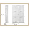 imageFDW 4 Panel Room Divider Folding Privacy Wooden Screen with Three Clever Shelf Portable Partition Wood Divider for Home Office WhiteWhite