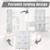 imageFDW 4 Panel Room Divider Folding Privacy Wooden Screen with Three Clever Shelf Portable Partition Wood Divider for Home Office WhiteWhite