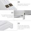 imageFDW 4 Panel Room Divider Folding Privacy Wooden Screen with Three Clever Shelf Portable Partition Wood Divider for Home Office WhiteWhite