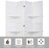 imageFDW 4 Panel Room Divider Folding Privacy Wooden Screen with Three Clever Shelf Portable Partition Wood Divider for Home Office WhiteWhite