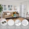 imageFDW 4 Panel Room Divider Folding Privacy Wooden Screen with Three Clever Shelf Portable Partition Wood Divider for Home Office WhiteWhite