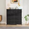 imageFDW 5 Fabric Drawers Dresser for BedroomChest Organizer Units with Steel Frame and Wooden Top for BedroomClosetLiving Room EntrywayBrownBlack