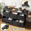 imageFDW 5 Fabric Drawers Dresser for BedroomChest Organizer Units with Steel Frame and Wooden Top for BedroomClosetLiving Room EntrywayBrownBlack