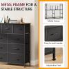imageFDW 5 Fabric Drawers Dresser for BedroomChest Organizer Units with Steel Frame and Wooden Top for BedroomClosetLiving Room EntrywayBrownBlack