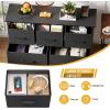 imageFDW 5 Fabric Drawers Dresser for BedroomChest Organizer Units with Steel Frame and Wooden Top for BedroomClosetLiving Room EntrywayBrownBlack